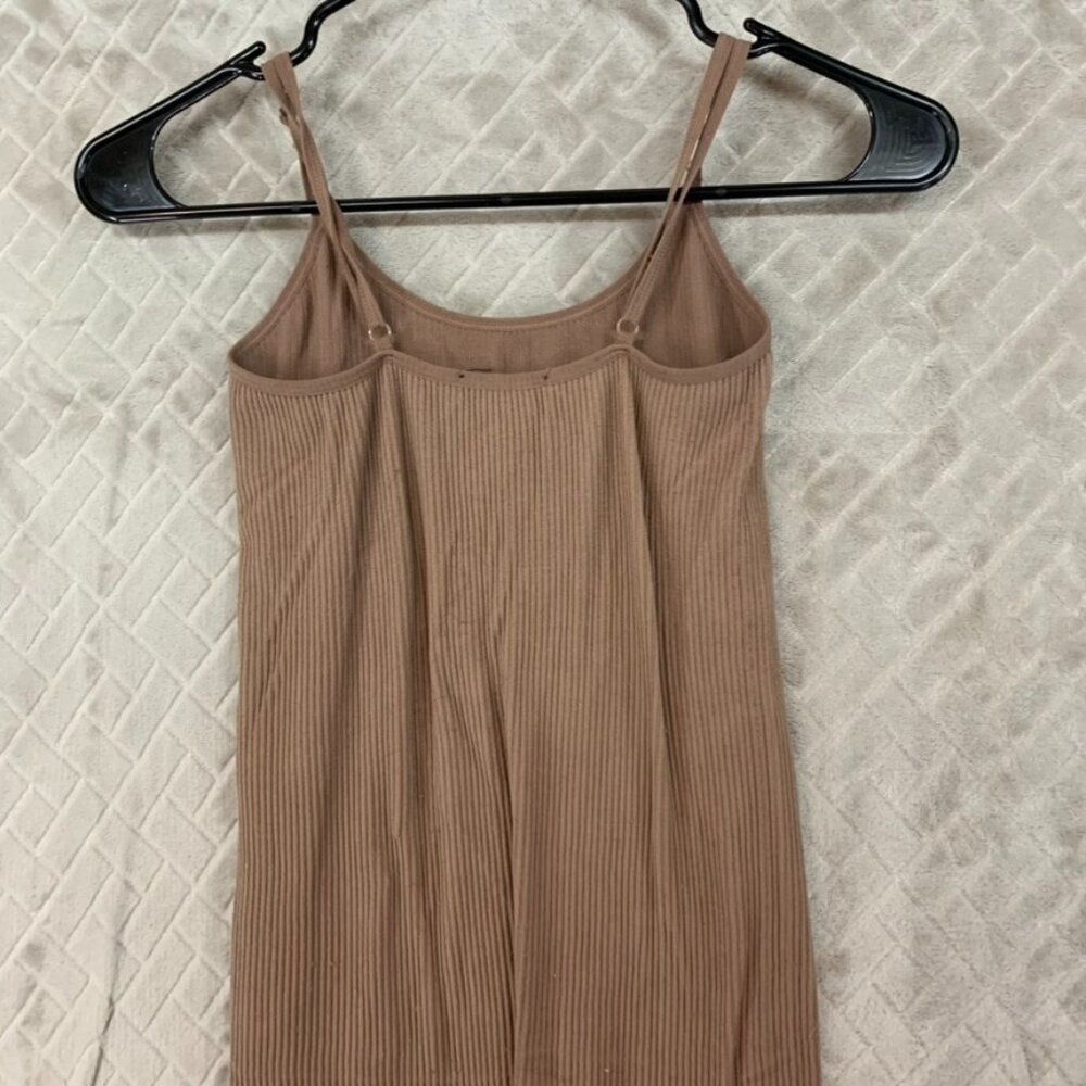 Popular 21 Womans Small Jumpsuit Brown Ribbed Sleeveless Adjustable Stretch - Picture 12 of 14